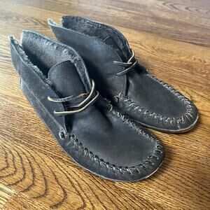 Frye Morgan Chukka Moccasin Slipper Shoes Womens 8.5 Brown Leather Wool Lined